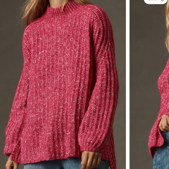 Anthropologie Pilcro Women's Sweater Chunky Knit Wool Linen Tunic Pink Slouchy - Picture 5 of 13